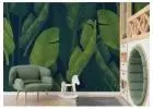 Tropical Garden Escape Wallpaper Mural Featuring Oversized Banana Leaves