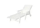 Premium White Sun Lounge Lounger with Wheels for Outdoor Comfort