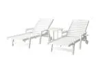 Premium White Sun Lounge Chair with Wheels for Outdoor Relaxing