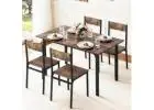 Compact Rustic Artiss 5-Piece Dining Table & Chairs Set
