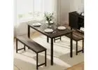 Stylish Artiss 3-Piece Dining Table & Chairs Set – Dark Walnut