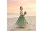 Sage Green Lace Flower GirlDress, Bohemian Tulle Wedding Gown for Girls,Beach Junior BridesmaidDress
