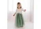 Boho Sage Green Tulle Tutu Skirt with White Lace Flower Girl Dress, Beach or Moss Rustic WeddingGown