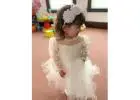 The Sarah Dress Lace Infant Christening Gown with Long Sleeves for Baptism and Blessing Day BabyGirl