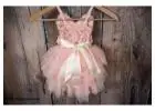 Rose Gold Flower Girl Dress, Blush Pink Tulle Wedding Gown for Girls, Birthday Girl Princess Dress,