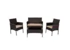 Breeze 4-Seat Outdoor Wicker Lounge Set – Modern Patio Garden Furniture